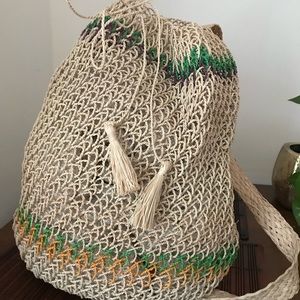 Handwoven palm backpack